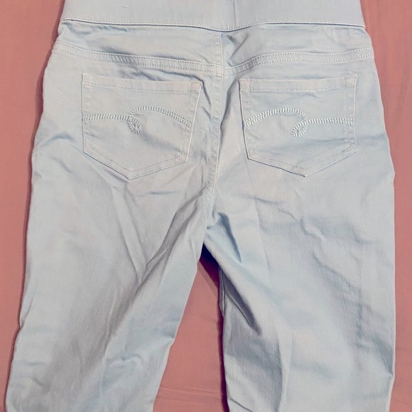 JUSTICE teal denim pants with glitter stripe - Picture 3 of 4